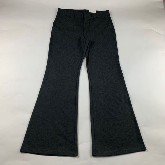 Old Navy Charcoal Ponte Knit Flare Trouser Pant 12 New - Picture 1 of 7